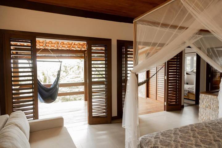 Casas e apartamentos de temporada para 6 pessoas, com jardim e vista em Ilha de Boipeba