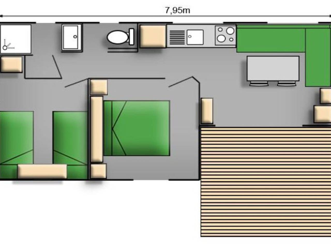 Cozy mobile home with terrace, for 4 guests in Sant Pere Pescador, Upper Empordà