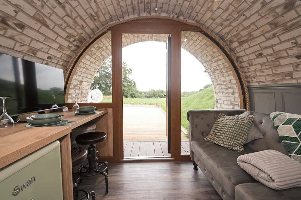 Lily's Pad  cabin, built into the side of a hill in the beautiful countryside in Falkirk, Scotland