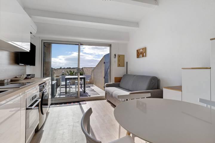 Estudio entero, Apartamento 'Studio Plage et Village' con vistas al mar, piscina compartida y aire acondicionado in Le Barcarès, Côte d'Améthyste