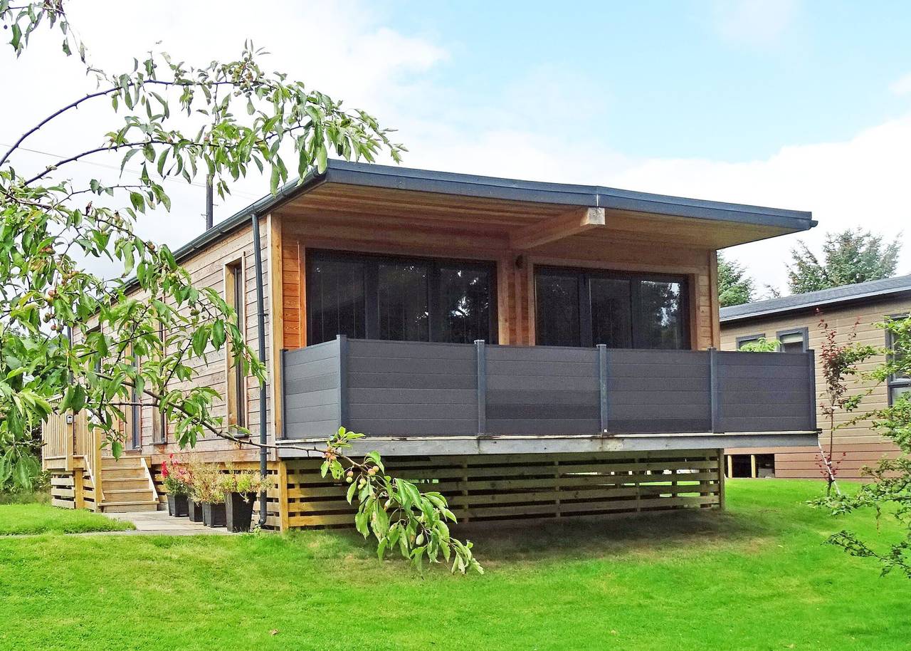 A spacious modern lodge in scenic mid Wales in Powys