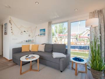 Boot für 3 Personen, mit Terrasse und Seeblick am Greifswalder Bodden