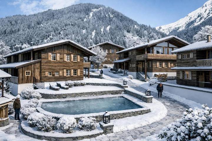 Ferienanlage für 6 Personen, mit Balkon und Terrasse sowie Garten und Pool in Vorarlberg