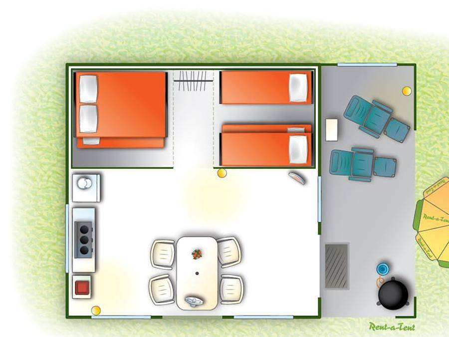 Le Château de Rochetaillée - Ciela Village - Tienda de campaña 4 personas - Tienda Ciela Nature - 2 habitaciones (sin instalaciones sanitarias) in Le Bourg-d'Oisans, Parque Nacional de los Ecrins