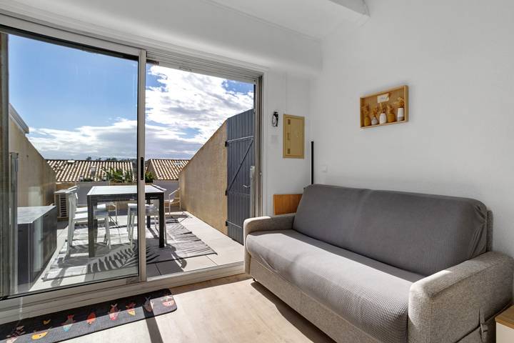 Estudio entero, Apartamento 'Studio Plage et Village' con vistas al mar, piscina compartida y aire acondicionado in Le Barcarès, Côte d'Améthyste