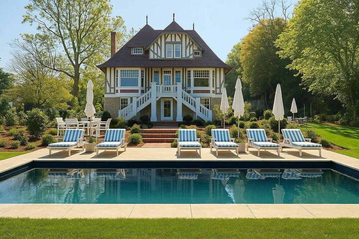 Maison de vacances pour 12 personnes, avec balcon et piscine ainsi que jacuzzi et jardin à Villers-sur-Mer