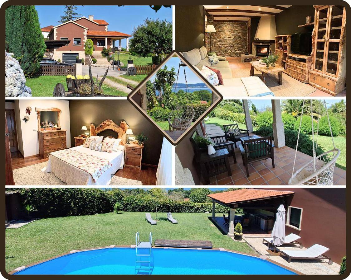 Chalet Rural Toñita 400 m playa piscina barbacoa chimenea in Praia de Agrelo (Bueu), Bueu