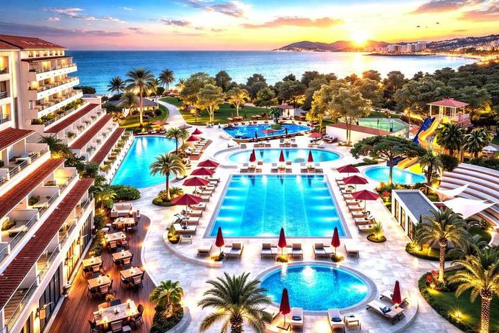 Ferienhaus für 3 Personen, mit Ausblick und Garten sowie Sauna und Pool in Kusadasi