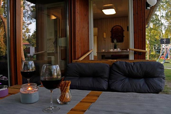 Ferienhaus für 6 Personen, mit Terrasse und Garten sowie Sauna und Ausblick in Woltersdorf