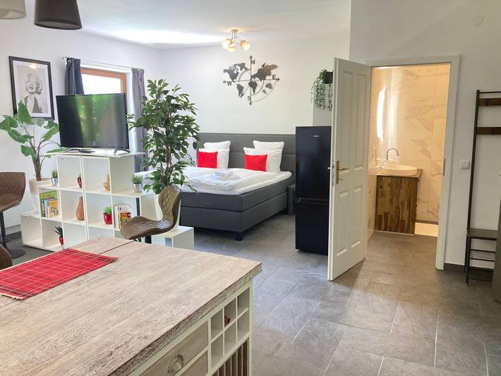 Ferienwohnung für 4 Personen, mit Balkon und Terrasse sowie Garten und Seeblick in Feld am See