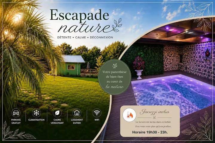 Location de vacances pour 3 personnes, avec Terrasse et Jacuzzi ainsi que Jardin et Piscine à Tinténiac
