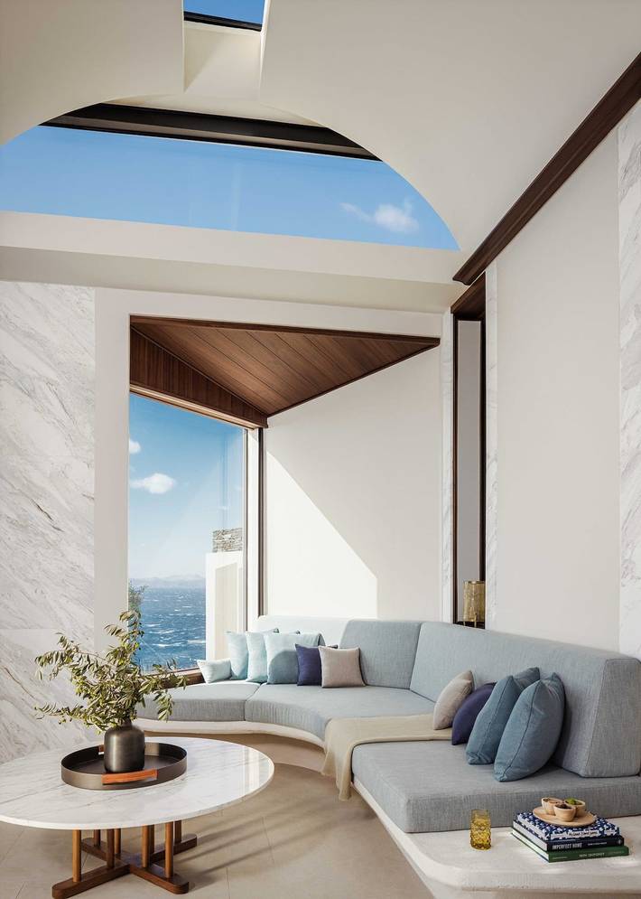 Villa pour 3 personnes, avec balcon ainsi que vue sur l’océan et jardin dans Kea