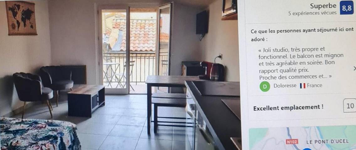 Gîte pour 2 personnes, avec piscine et balcon à Aubenas
