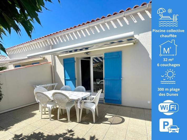 Location de vacances pour 6 personnes, avec Terrasse et Piscine dans Plage des Dunes (Bretignolles-sur-Mer)