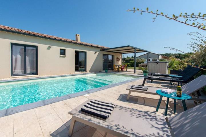Maison de vacances pour 8 personnes, avec jardin ainsi que vue et piscine