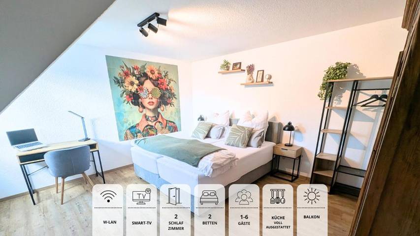 Ferienwohnung für 6 Personen, mit Ausblick und Balkon in Weingarten