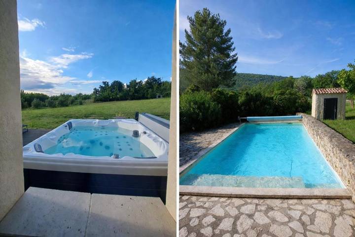 Location de vacances pour 2 personnes, avec piscine et jacuzzi ainsi que terrasse et jardin à Malaucène