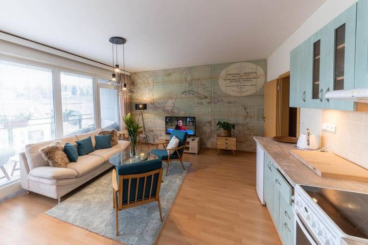 Apartament wakacyjny dla 5 osób, z Balkon i Taras oraz Widok w Liberec