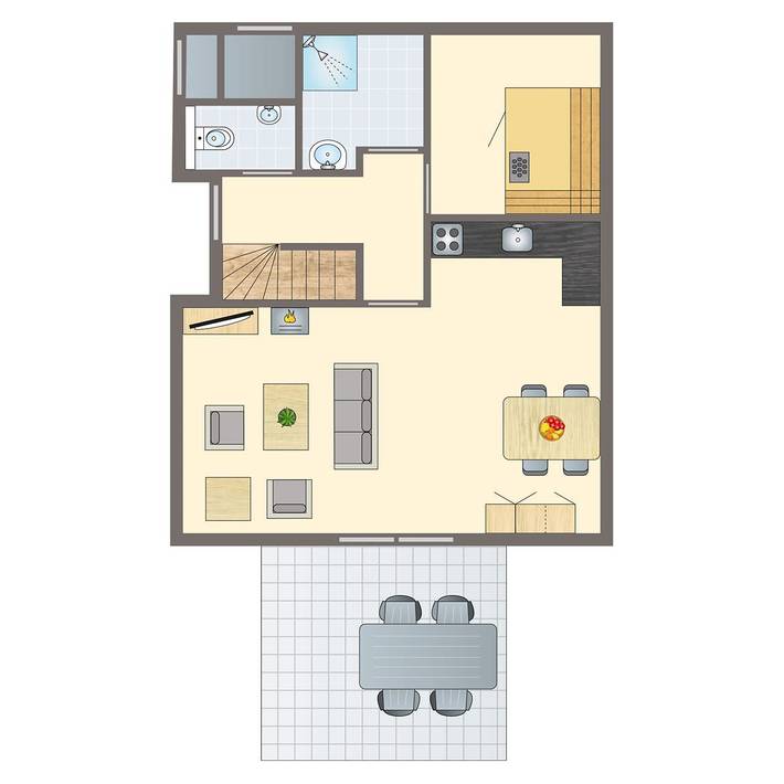 Ferienhaus für 4 Personen, mit Balkon/Terrasse und Terrasse