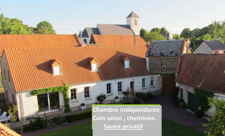 Chambre d’hôte pour 3 personnes, avec jardin ainsi que sauna et vue à Berneville