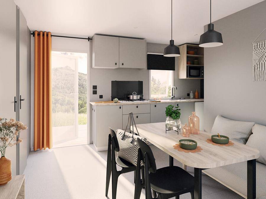 Camping Sites et Paysages - Pyrénévasion  - Mobilheim 5 personen - Mobilheim Taillon 2 Zimmer Tv Lv Klimaanlage Halbüberdachte Terrasse in Sazos, Nationalpark Pyrenäen