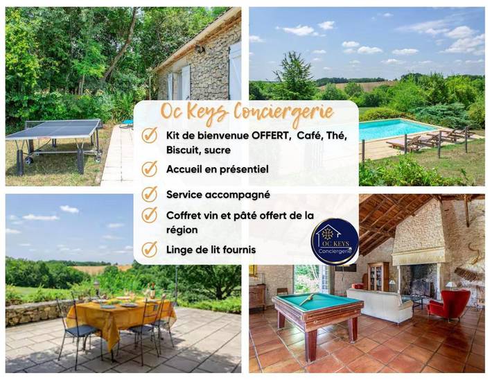 Location de vacances pour 17 personnes, avec vue ainsi que piscine et jardin à Montaigu-de-Quercy - 3