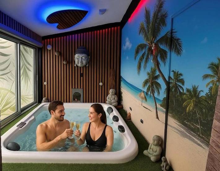 Location de vacances pour 4 personnes, avec Jacuzzi et Terrasse ainsi que Jardin et Vue à Domérat