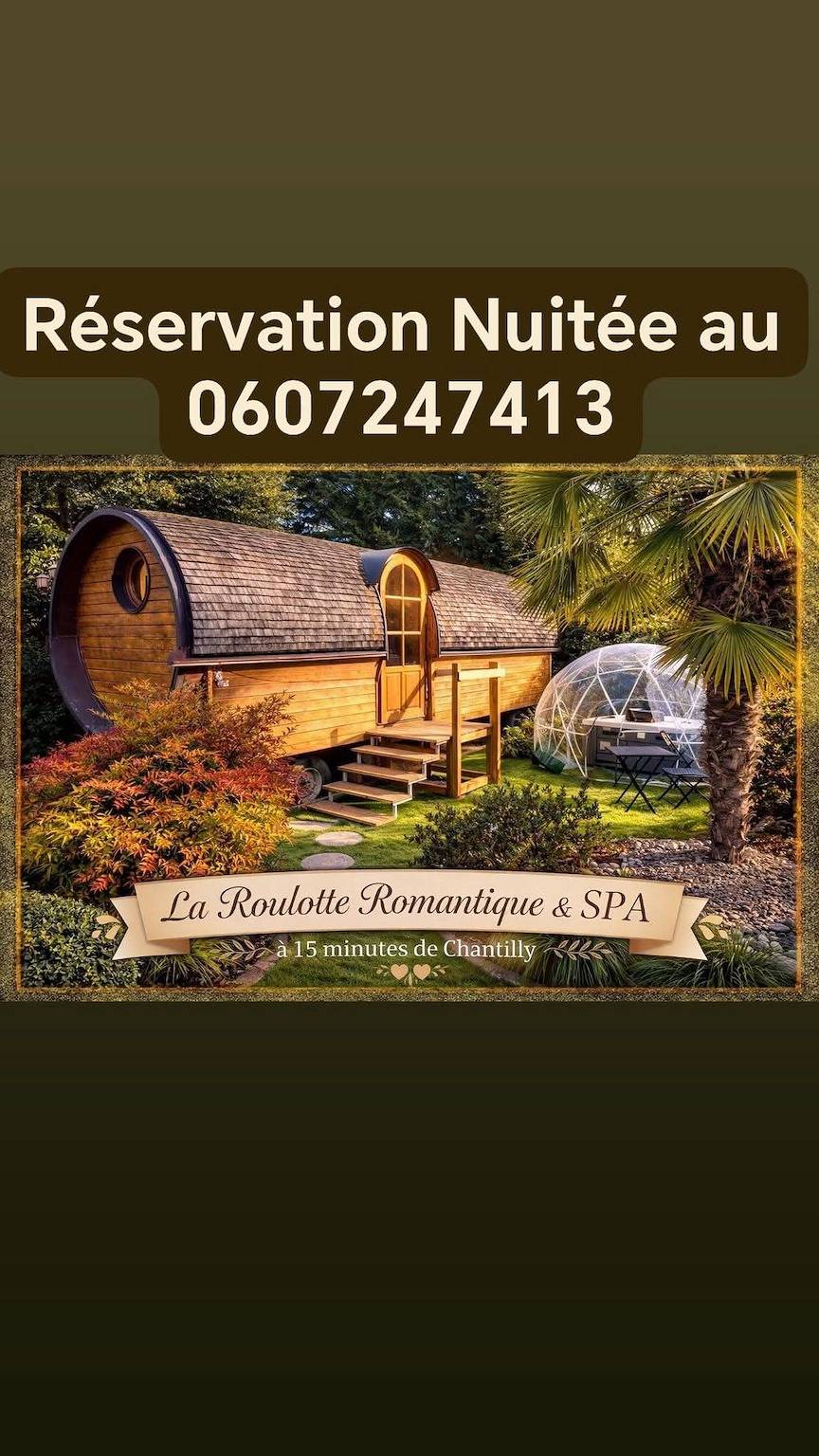 Location nuitée insolite, la roulotte romantique & spa Chantilly in Blaincourt-lès-Précy, Oise