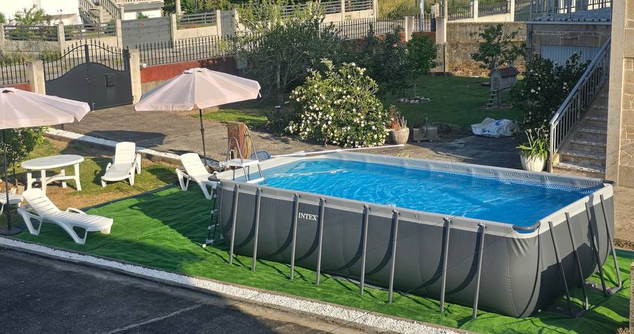Casa Puntal with Mountain Views, Shared Pool, and Wi-Fi in O Rosal, Pontevedra Province