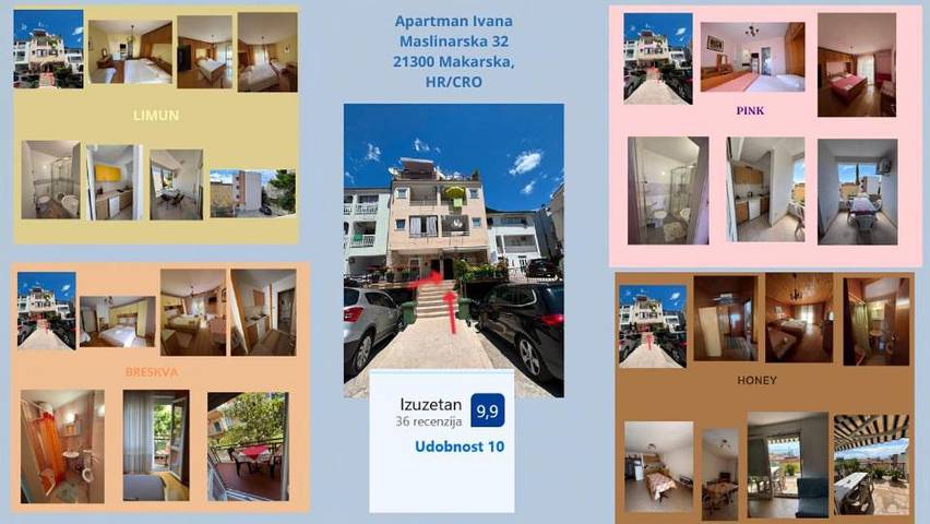 Maison d’hôte pour 2 personnes, avec Balcon et Vue à Makarska