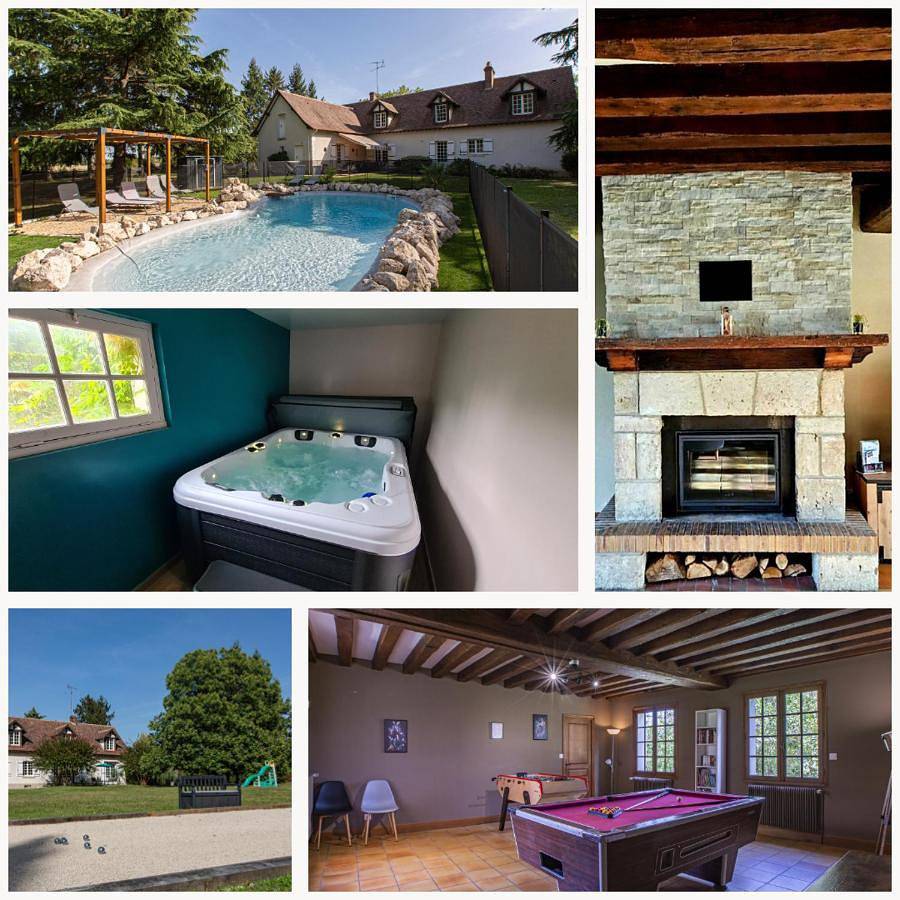 Le Domaine de Baracas 4 étoiles - Le Grand et le Petit Gîte - piscine-Spa-billard-baby-foot-cheminée - 18 personnes in Huisseau-sur-Mauves, Vallée de la Loire