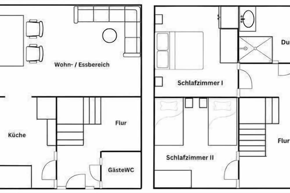 Ganze Wohnung, Ferienhaus Froschkönig - Ferienhaus in Ruhe & Natur im Wildenburg in Friesenhagen, Altenkirchen & Umgebung