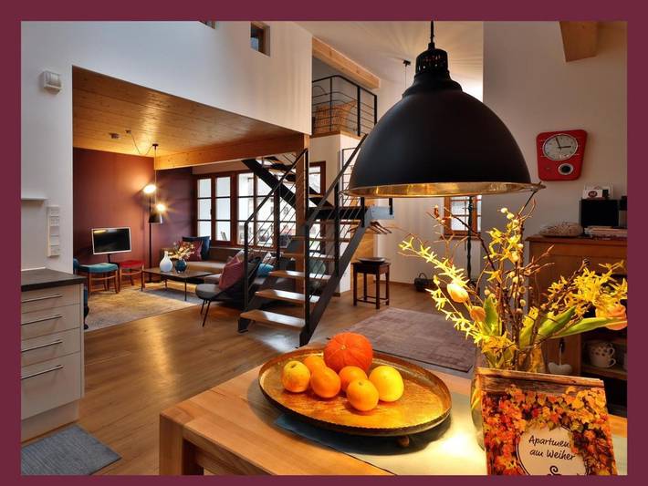 Ferienwohnung für 4 Personen, mit Balkon und Terrasse sowie Garten und Ausblick in Traunreut