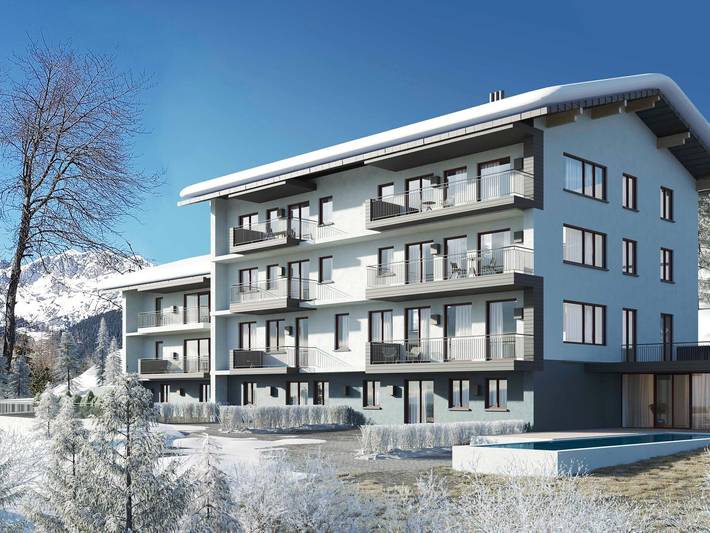 Ferienwohnung für 6 Personen, mit Balkon/Terrasse und Balkon sowie Terrasse und Pool im Tennengebirge