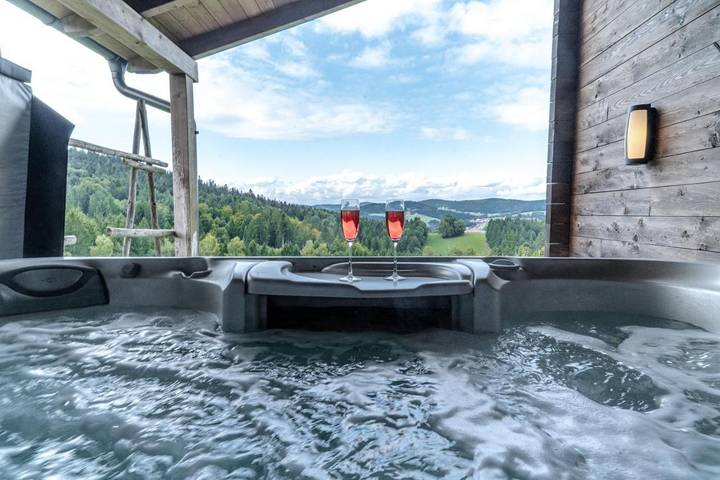 Ferienhaus für 20 Personen, mit Balkon und Whirlpool sowie Terrasse und Garten in Untergriesbach