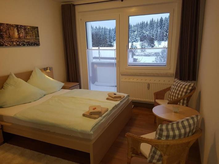 Ganze Wohnung, Gemütliche Ferienwohnung mit Balkon und Gartenblick, 2 km vom Skilift und vom Stadtzentrum entfernt in Eibenstock, Erzgebirge