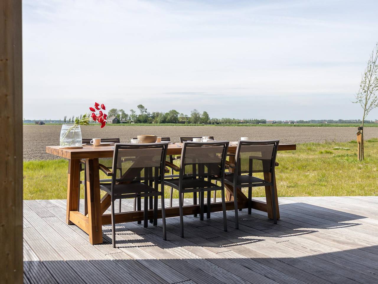 Naturhaus mit Blick über Felder in Wissenkerke, Zeeuwse Kust