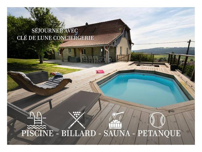 Villa pour 10 personnes, avec vue et sauna ainsi que terrasse et piscine, animaux acceptés