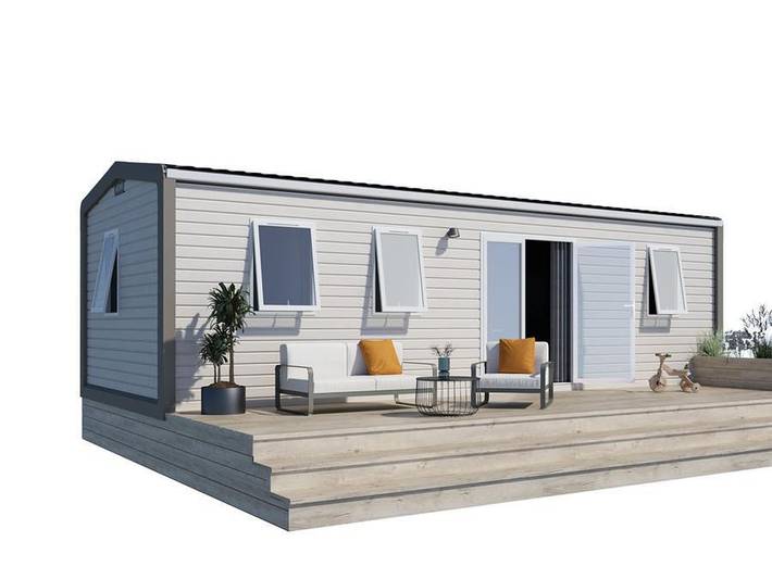 Flower Camping Vitamin - Mobilheim 6 personen - Premium 32m² (3 Schlafzimmer) + Überdachte Terrasse + Tv + Klimaanlage in Saint-Aubin-sur-Scie, Dieppe und Umgebung