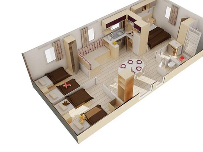 Mobil home pour 6 personnes, avec bassin pour enfant ainsi que terrasse et sauna à Monterblanc - 4