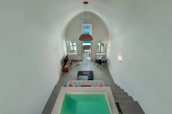 Villa pour 2 personnes, avec balcon ainsi que vue sur l’océan et jardin dans Firostefani - 2
