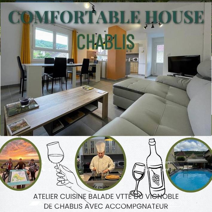 Location de vacances pour 8 personnes, avec piscine ainsi que vue et jardin à Chablis - 2