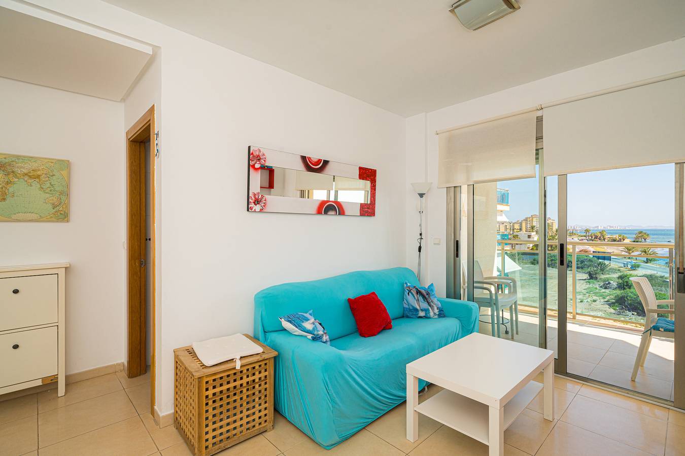 Apartamento entero, Apartamento vacacional "Urbanizacion Dos Playas" con vistas al mar, piscina compartida y Wi-Fi in San Javier, Costa Cálida