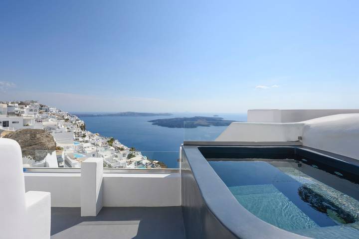 Ferienwohnung für 2 Personen, mit Terrasse und Meerblick in Thera