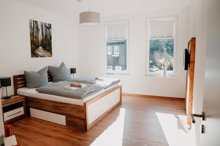 Ferienwohnung für 6 Personen, mit Balkon und Garten sowie Sauna und Ausblick in Langelsheim
