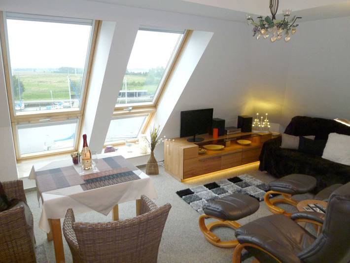 Ferienwohnung für 3 Personen, mit Balkon und Seeblick sowie Ausblick in Wolgast