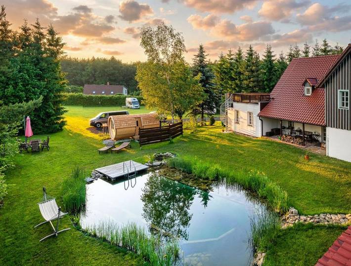 Camping für 5 Personen, mit Ausblick und Sauna sowie Pool und Garten in der Böhmische Schweiz