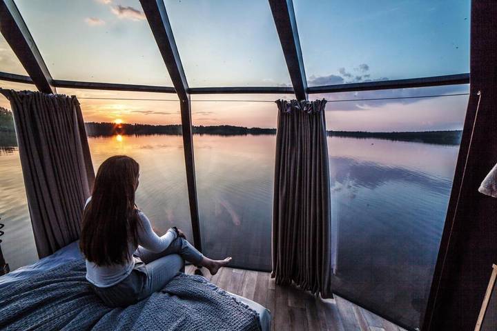 Hôtel pour 2 personnes, avec Terrasse et Piscine ainsi que Sauna et Vue sur le lac à Jokkmokk