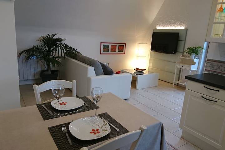 Ganze Wohnung, Apartment with panoramic view of Morlaix Bay, sandy beach 50m away in Roscoff, Ceinture Dorée