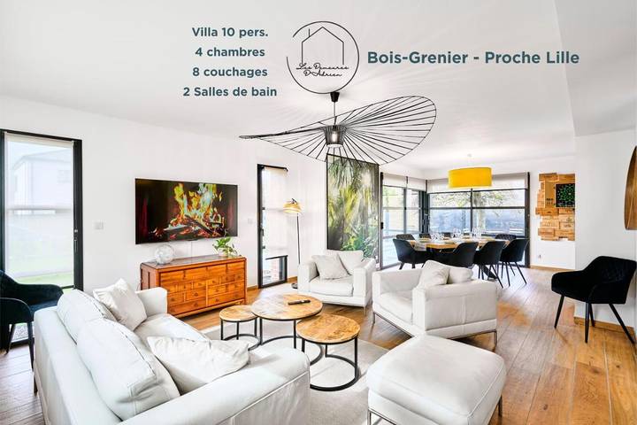 Location de vacances pour 10 personnes, avec Terrasse et Jardin dans Bois-Grenier